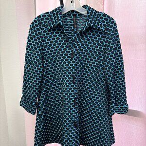 New IC by Connie K Turquoise & Black Textured Blouse – Women’s Size Small